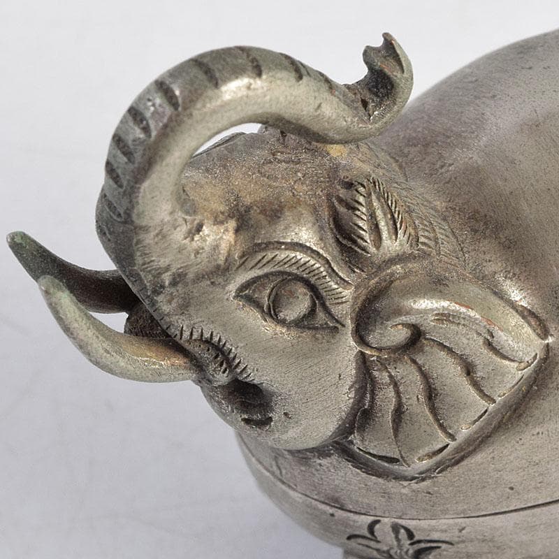 中国　古銅　象摘三つ足香炉　T90刻印　象香炉　二点まとめて　U　R9396