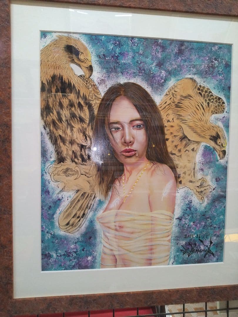 絵画、油彩８号、裸婦、美人画、山本英二、美女、額縁、真作、高塚省吾、森本草介。