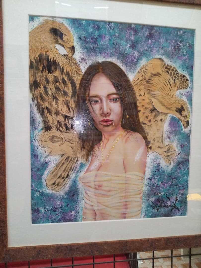 絵画、油彩８号、裸婦、美人画、山本英二、美女、額縁、真作、高塚省吾、森本草介。