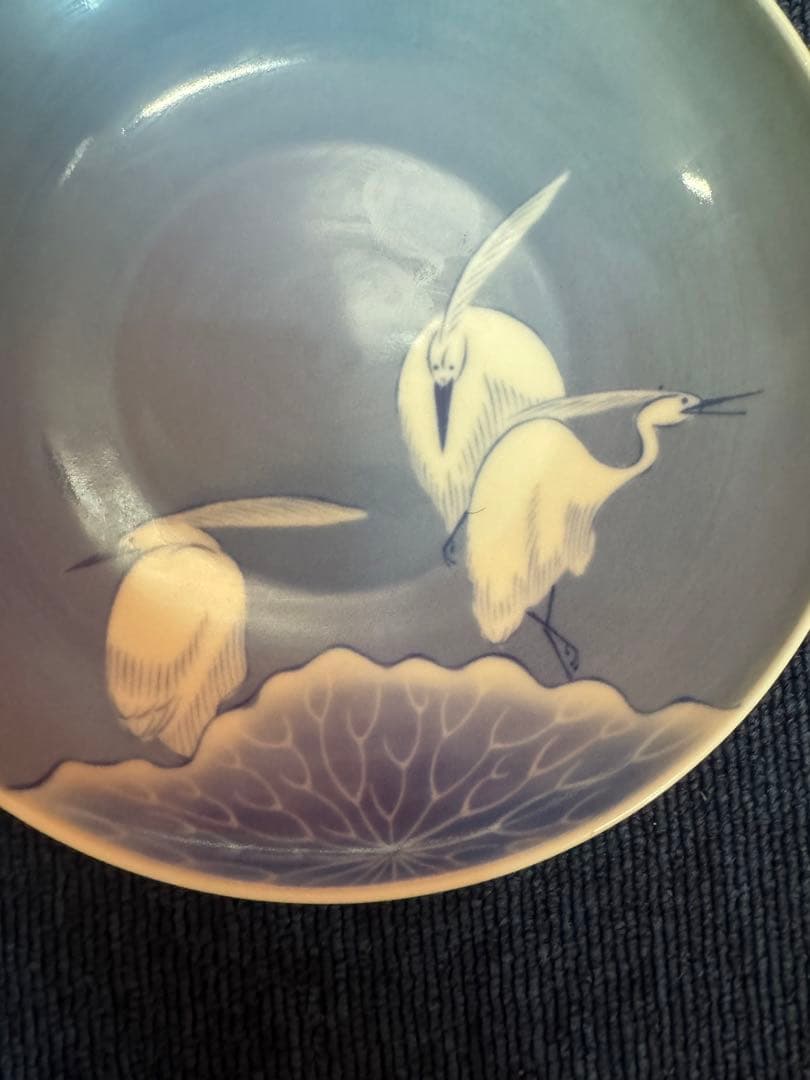 2007 其泉　染付白鷺文皿1客　蛸唐草文高台盃1客　未使用