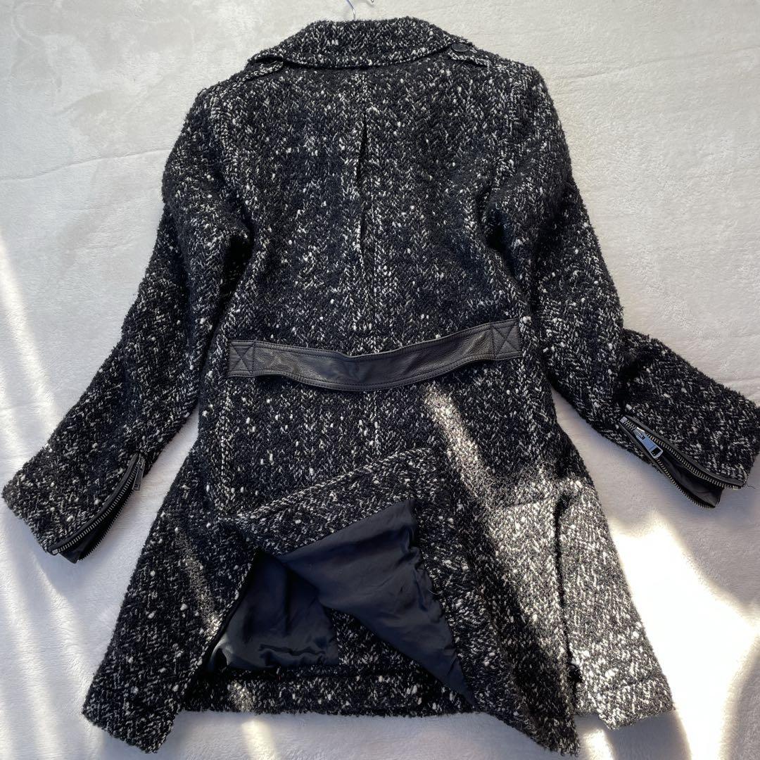 美品　バーバリーブリット　ロングコート　ウール　レザー　ノバチェック