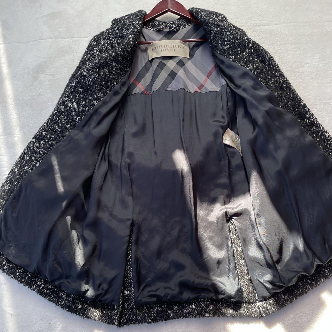 美品　バーバリーブリット　ロングコート　ウール　レザー　ノバチェック