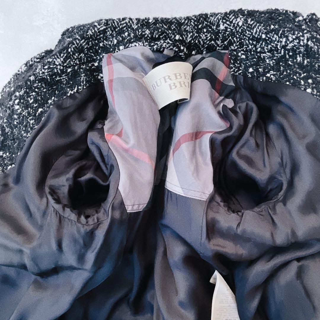 美品　バーバリーブリット　ロングコート　ウール　レザー　ノバチェック