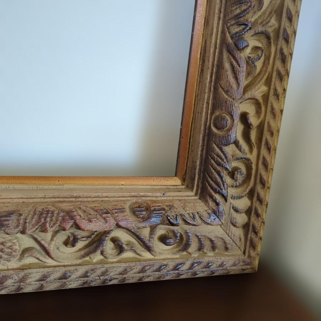 骨董　フレーム　木製　木彫　額縁のみ　ディスプレイ　アート