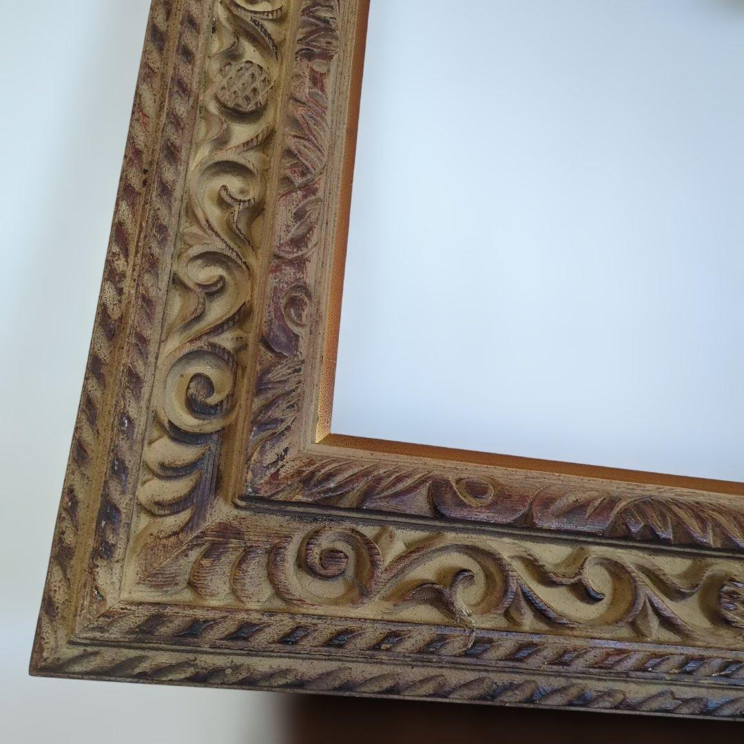 骨董　フレーム　木製　木彫　額縁のみ　ディスプレイ　アート