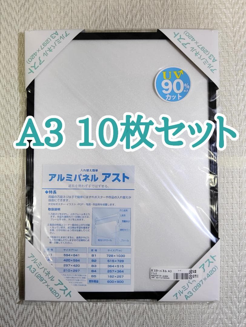 10枚セット HAKUBA ハクバ A3 ポスターパネル 額縁 ブラック アルミ