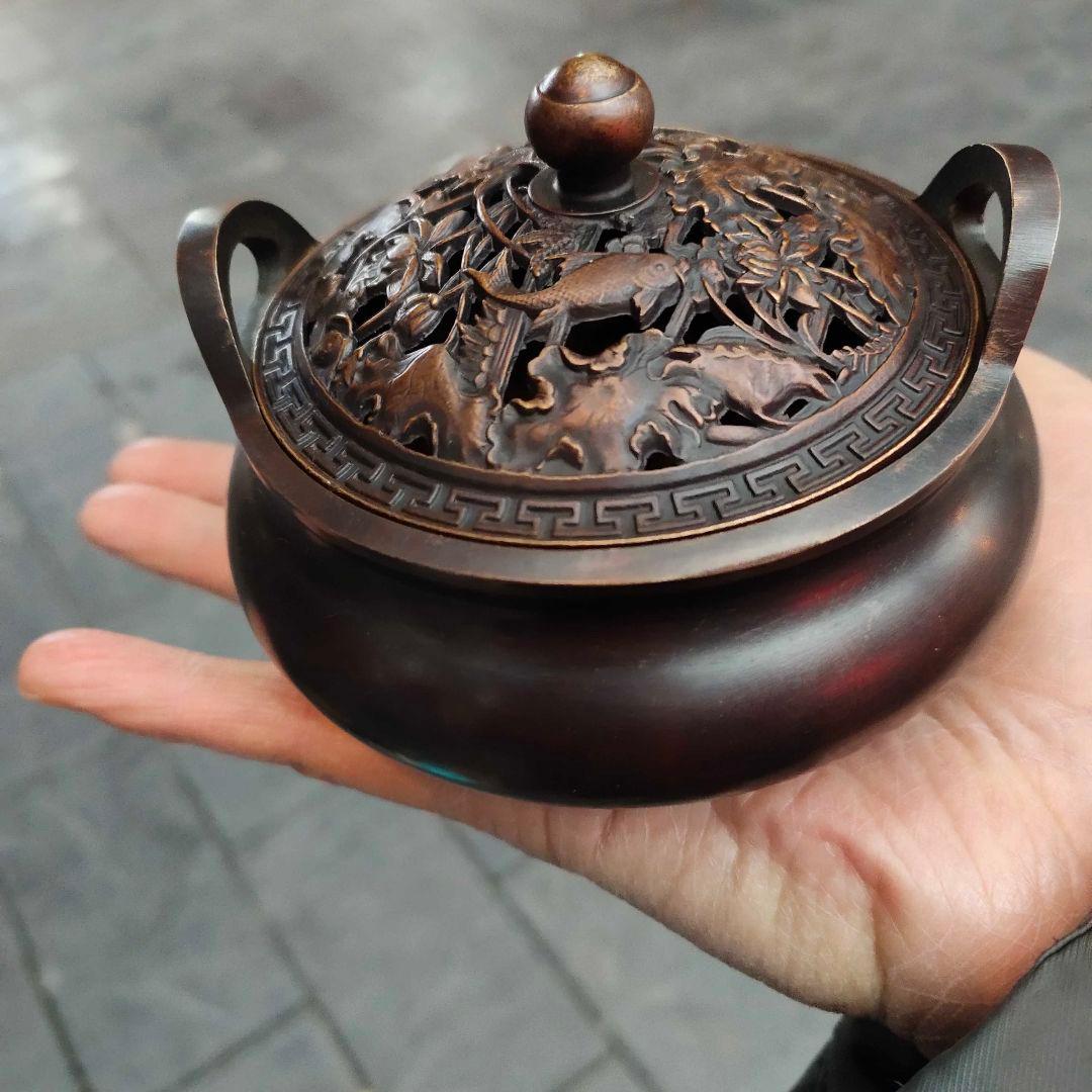 銅製 香炉 宣徳炉 檀香炉 線香炉 挿し香炉 仏具 香道具 工芸品 置物