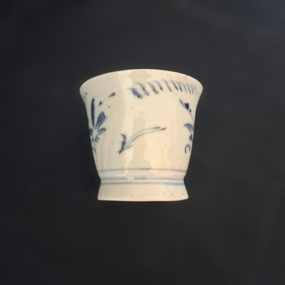 「400年前のロマン！ 初期伊万里 蕎麦ちょこ」 染付猪口(直径8cm) 骨董ア