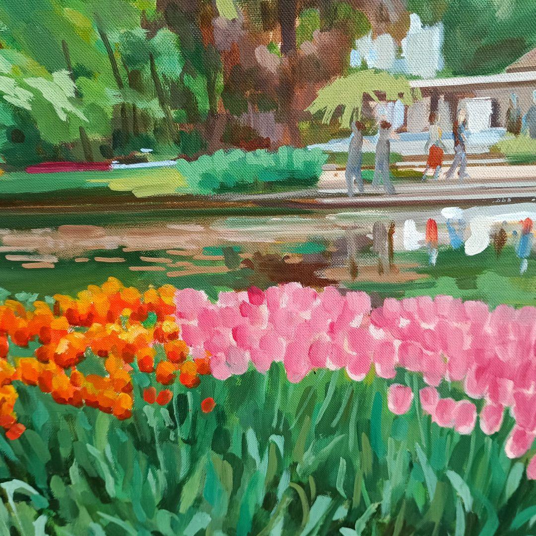 檜山健三　チューリップ園　P20号油彩、東京芸大小磯教室、水戸の物故大家