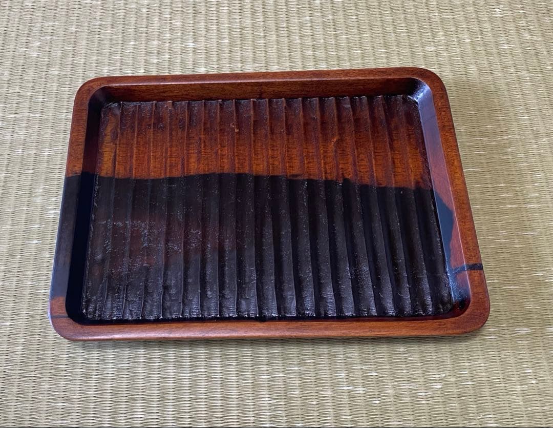 最終値下げ　黒柿拭き漆我谷盆（くろがきふきうるしわがたぼん）