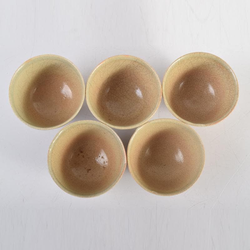 煎茶道具　虫明焼　森香洲作　漢詩文　煎茶碗　五客　C　8284