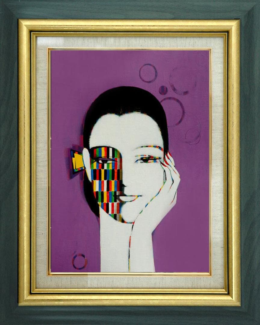 油絵 菅家令子 絵 絵画 インテリア 額付(白) F6-082211 人物 女性