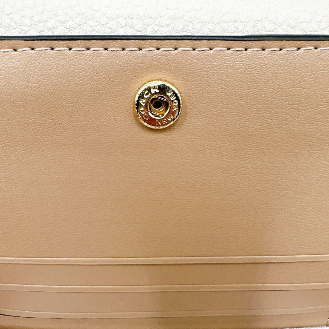 新品⭐️ 【COACH】 コーチ シグネチャー 二つ折り財布 ミニ財布 白×茶色