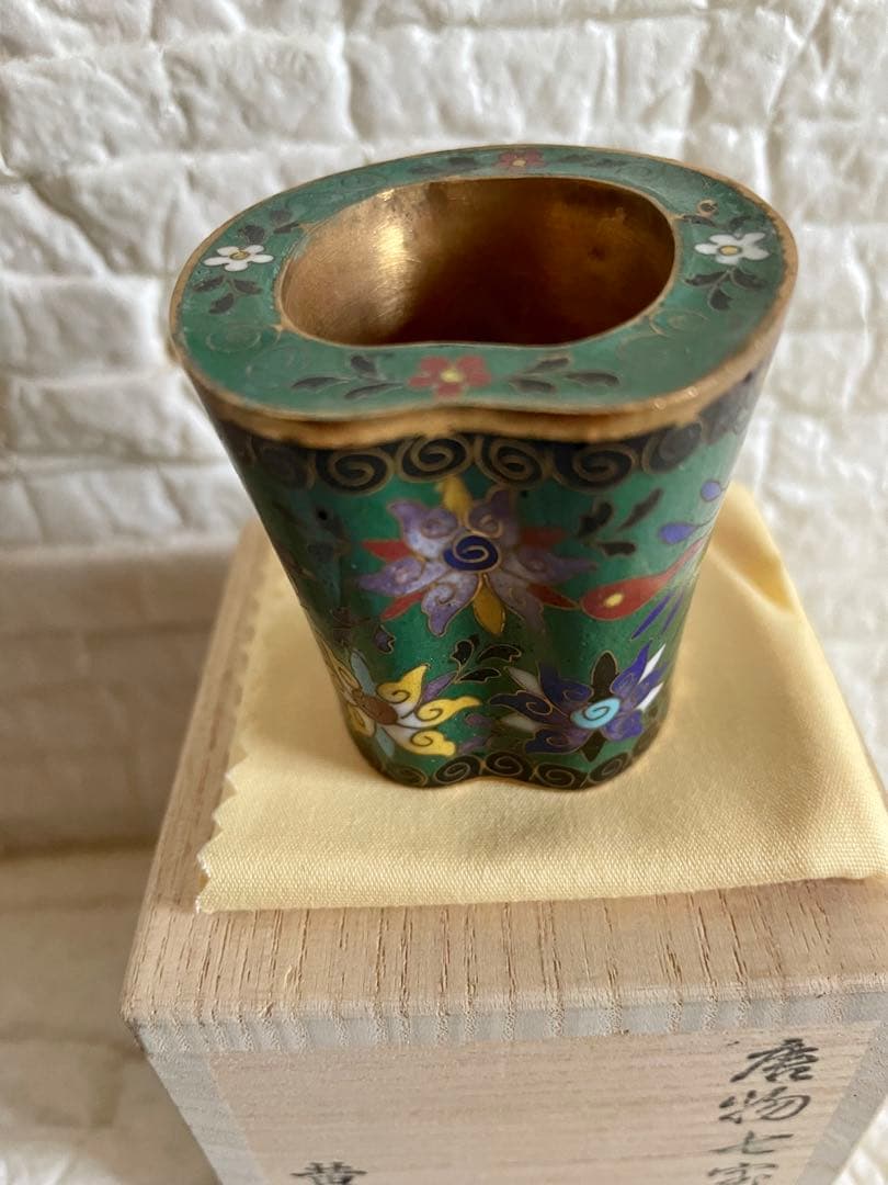 アンティーク品　茶道具　唐物七宝焼　蓋置　黄井仁作