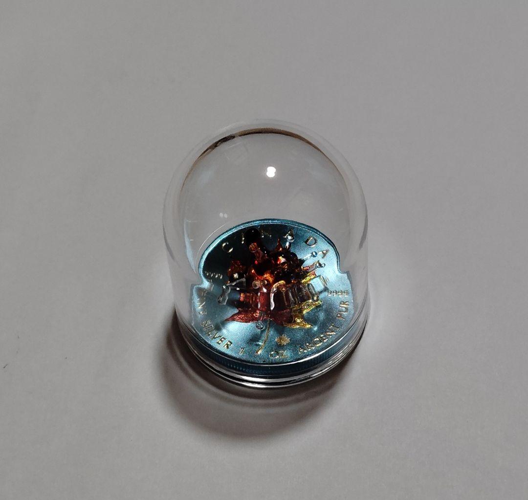 新品　ハリネズミムラノガラス付メイプル 銀貨 追加彩色