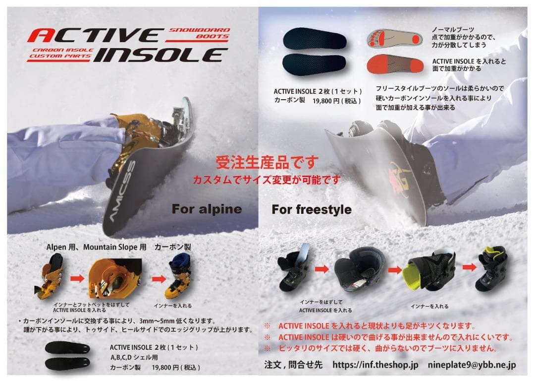 【美品27cm】ACTIVE INSOLE アクティブインソール スノーボード
