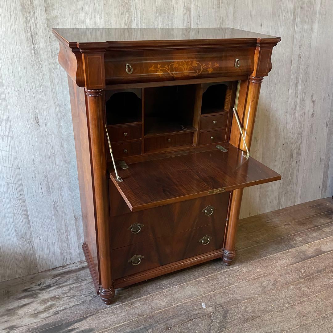 英国アンティーク ライティングビューロー チェスト 鍵付き スペイン家具