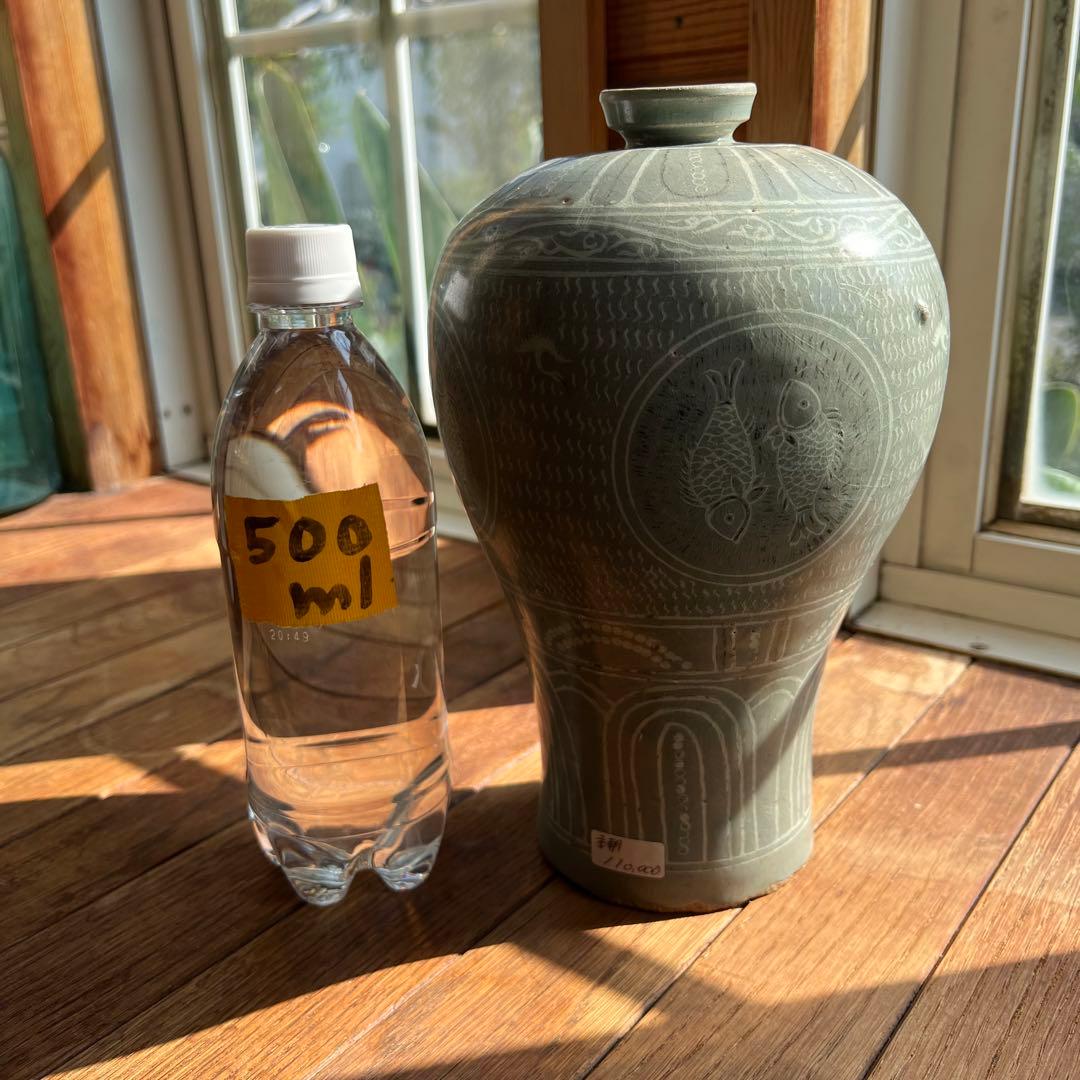 梅瓶 李朝 双魚 遊魚文 梅瓶 朝鮮 古美術 骨董 高麗 青磁 粉青沙器 魚紋