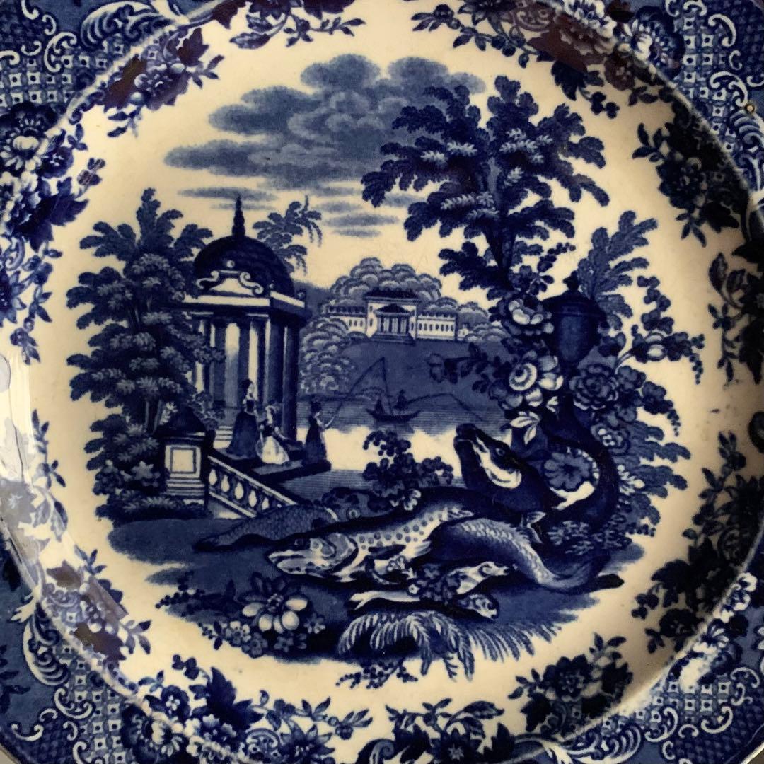 銅板転写 プレート 皿 中皿 古道具 アンティーク ブロカント