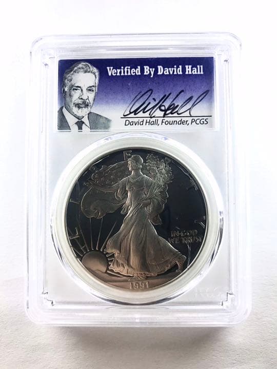 【最高鑑定】1991-S イーグル銀貨 デビットホールサイン入