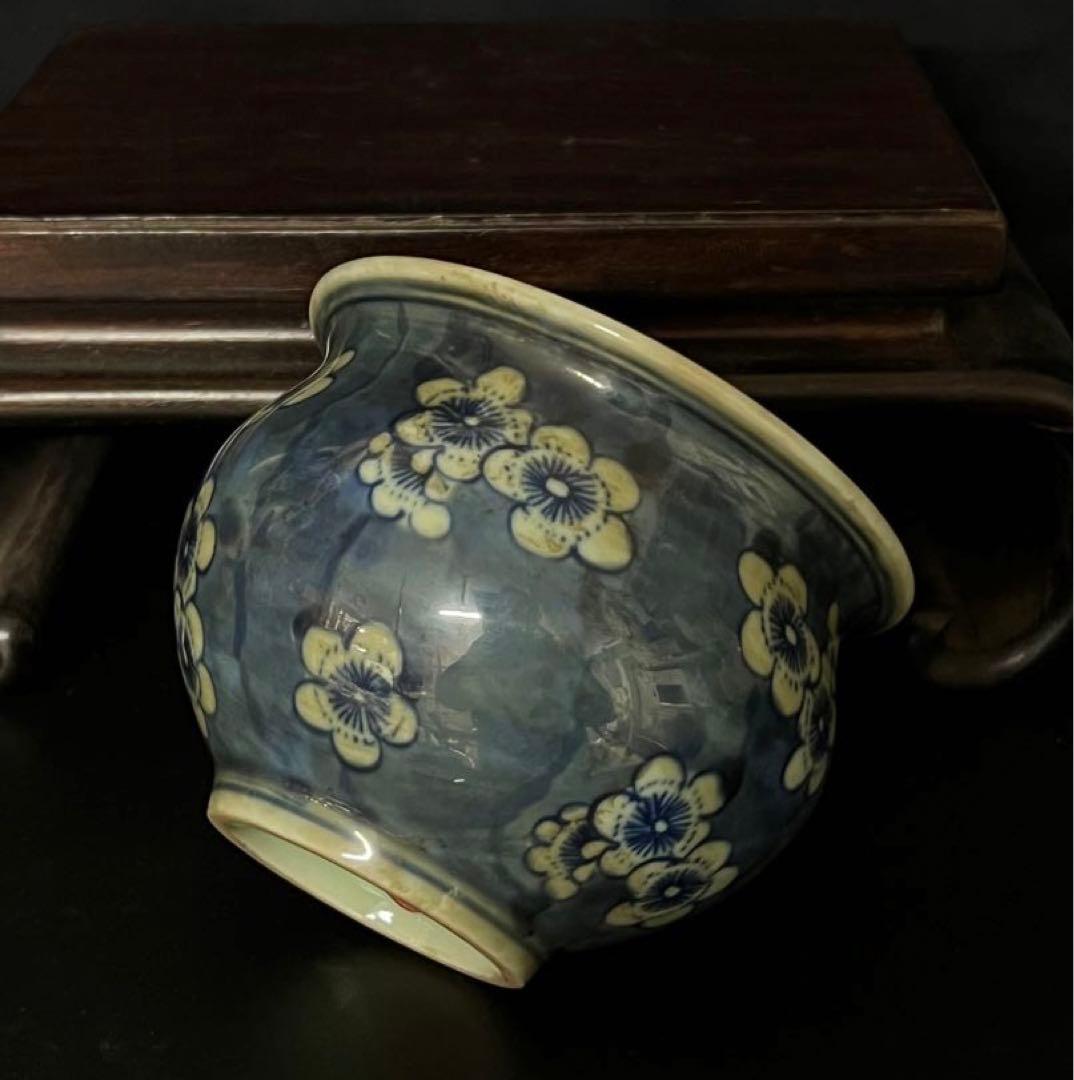 中国古美術•文房具•清時代染付水盂•在銘　：XG44-4