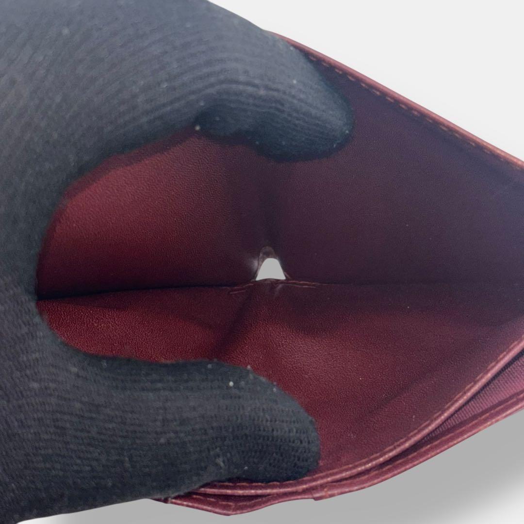 美品 付属品完備 カルティエ 二つ折り財布 マストライン レザー ボルドー 貴重