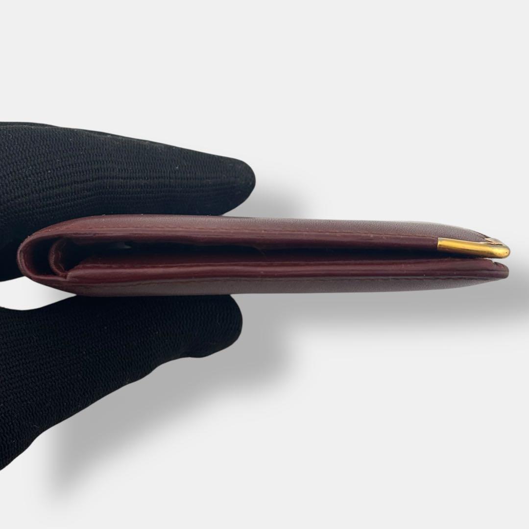 美品 付属品完備 カルティエ 二つ折り財布 マストライン レザー ボルドー 貴重