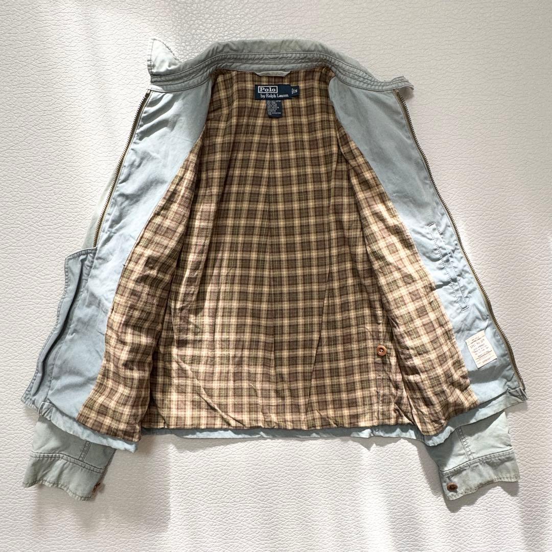 希少 90s ラルフローレン スイングトップ 裏地チェック ライトブルー デニム