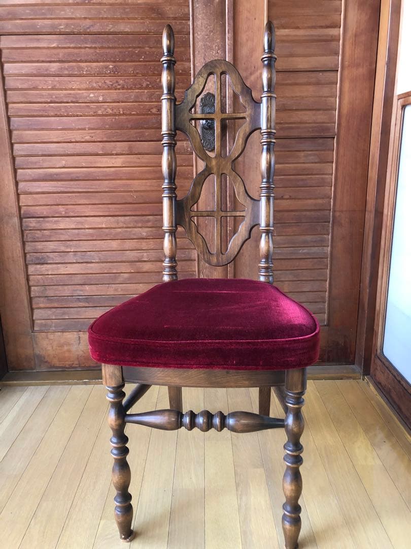アンティーク椅子 木製 ベロア 洋風 ヴィンテージチェア　コスガ　赤ベルベット