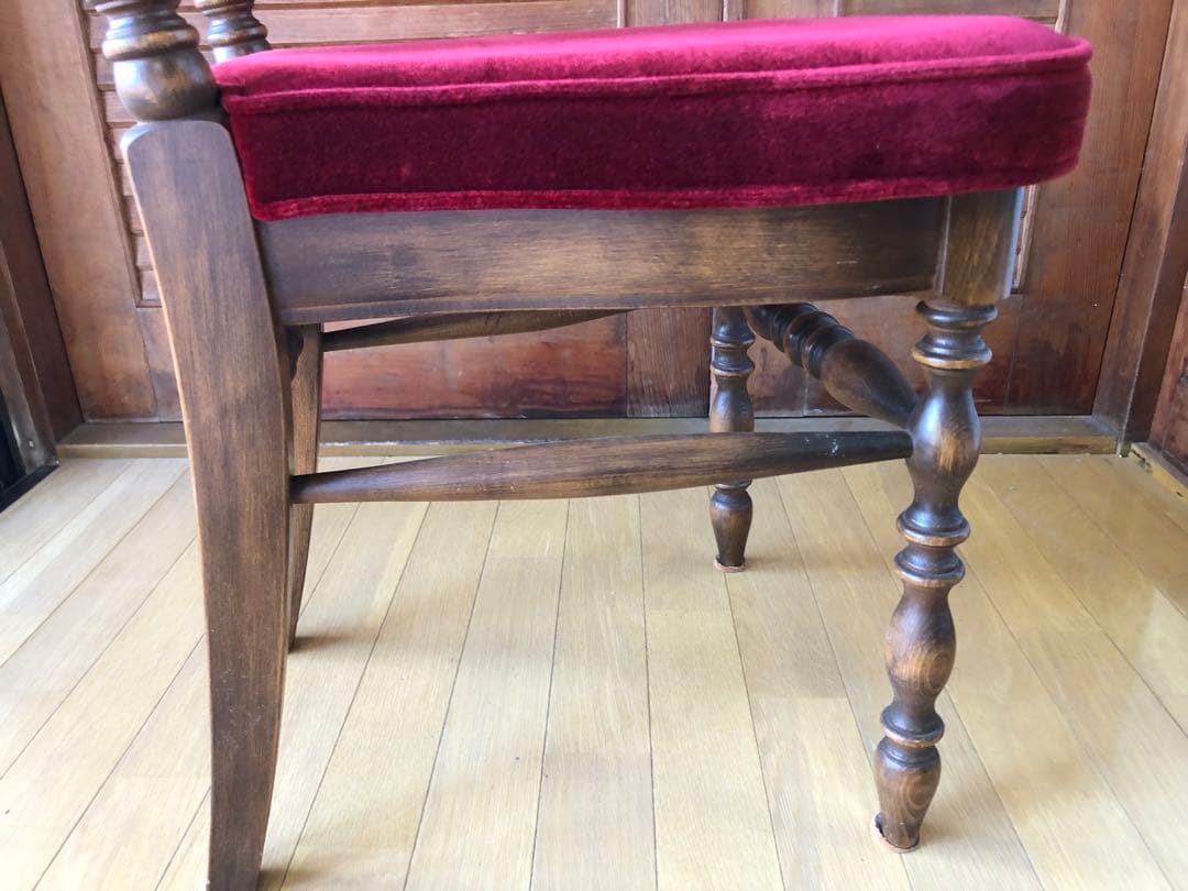 アンティーク椅子 木製 ベロア 洋風 ヴィンテージチェア　コスガ　赤ベルベット