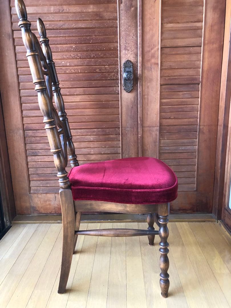 アンティーク椅子 木製 ベロア 洋風 ヴィンテージチェア　コスガ　赤ベルベット