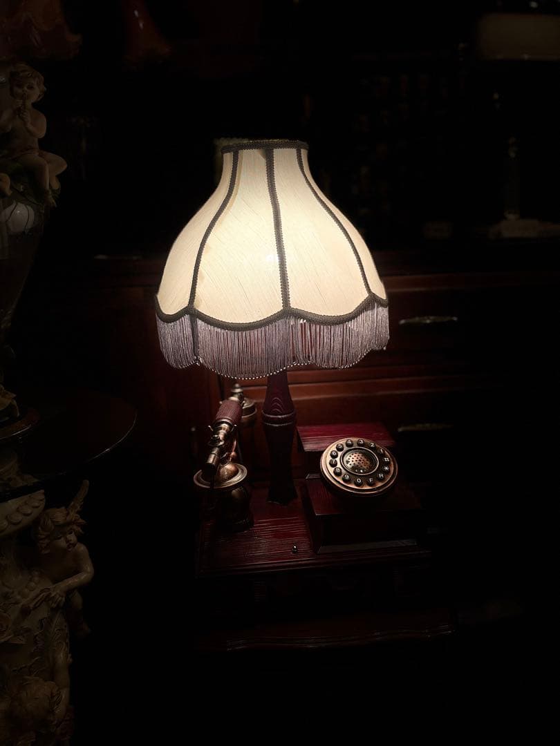 美品 テレフォン 電話機 ランプ アンティークランプ