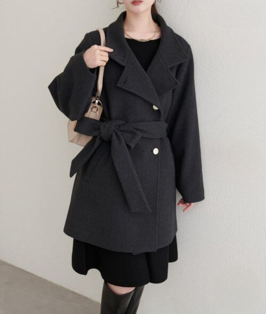 natural coutureスタンドカラーミドル丈コート【新品】