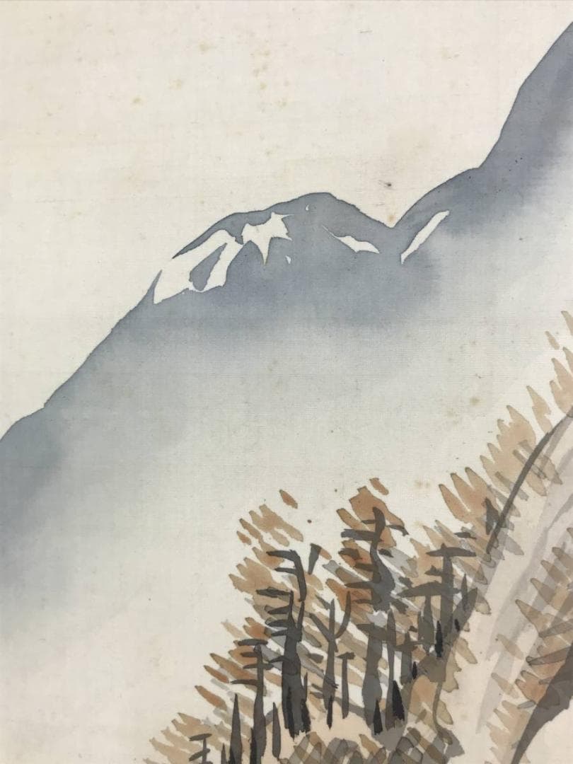 【真作】山下青城/渓山早春/山水図/掛軸/名家伝来/AD-321