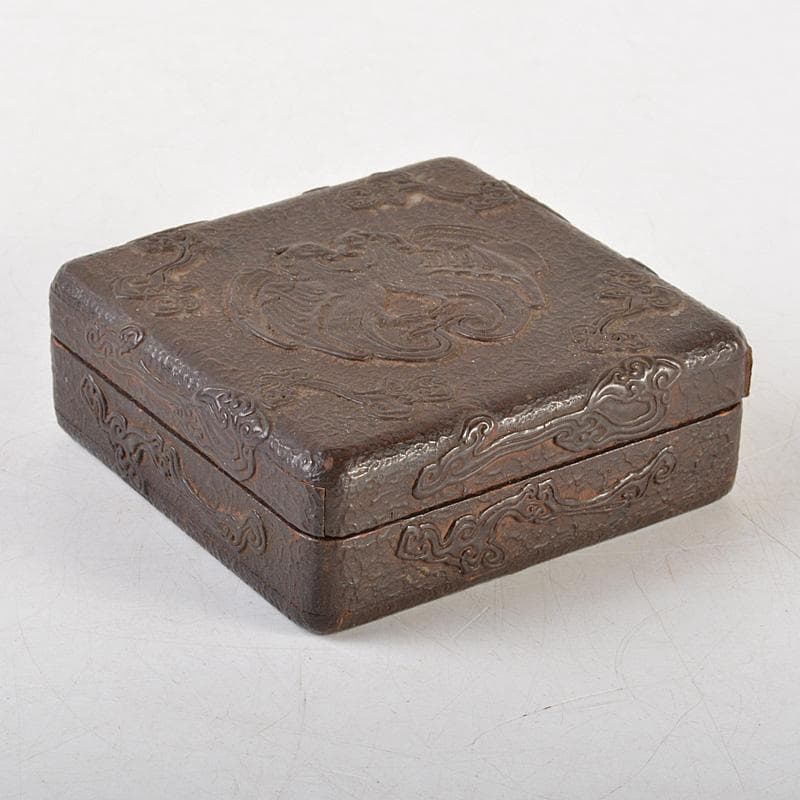 中国　漆塗　神獣文　四方箱　小物入　薬入　C　Ｒ5901