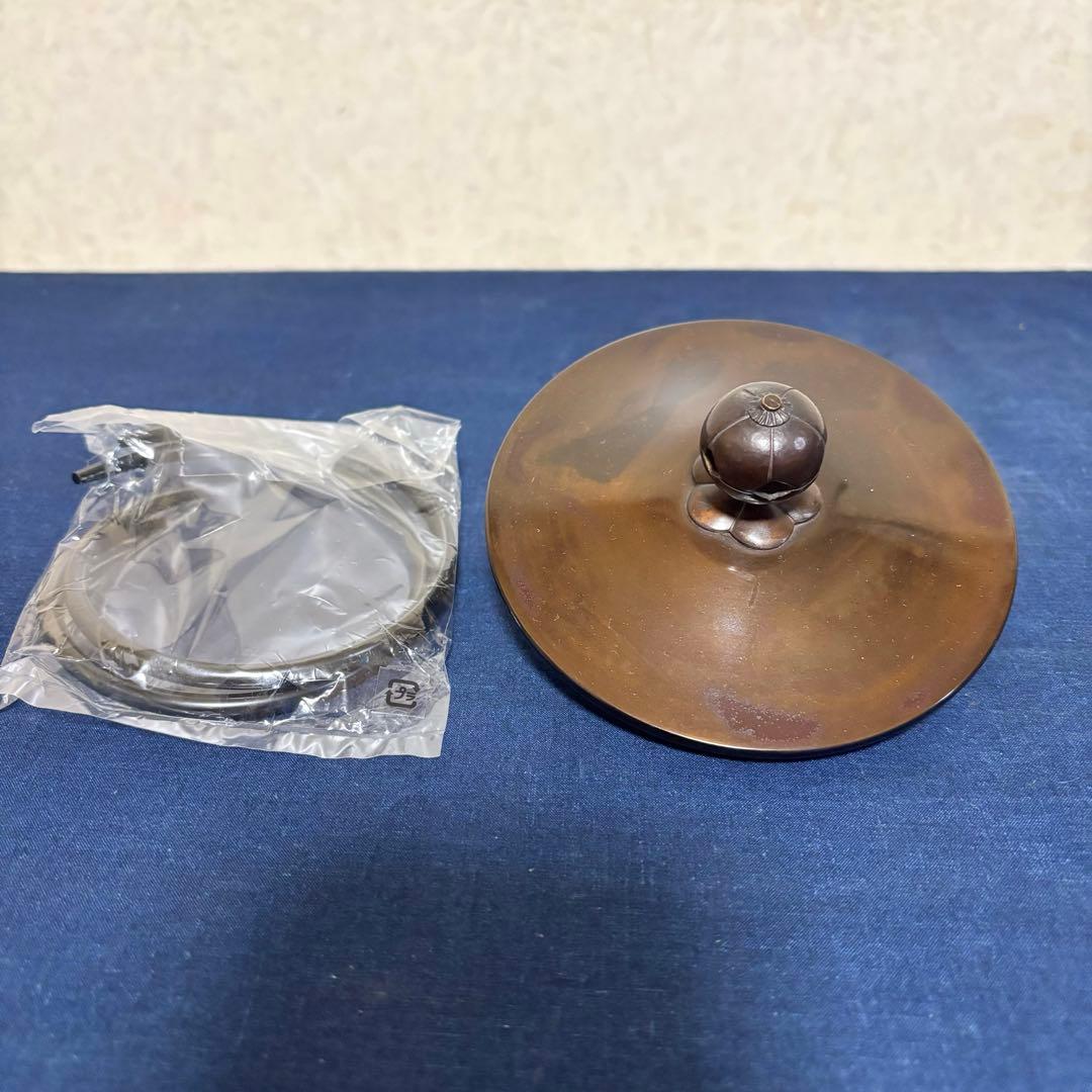 風炉 茶釜 電熱器 唐銅鬼面風炉 在銘 野々田製電熱器 敷板 底瓦 茶道具