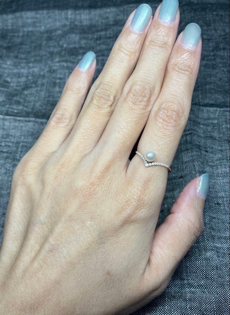 本日限定値　美品 K10+アコヤ真珠+ダイヤモンド リング(Lilas)