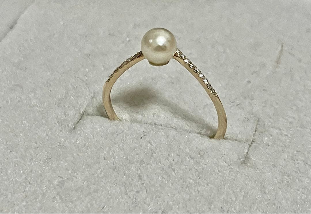 本日限定値　美品 K10+アコヤ真珠+ダイヤモンド リング(Lilas)