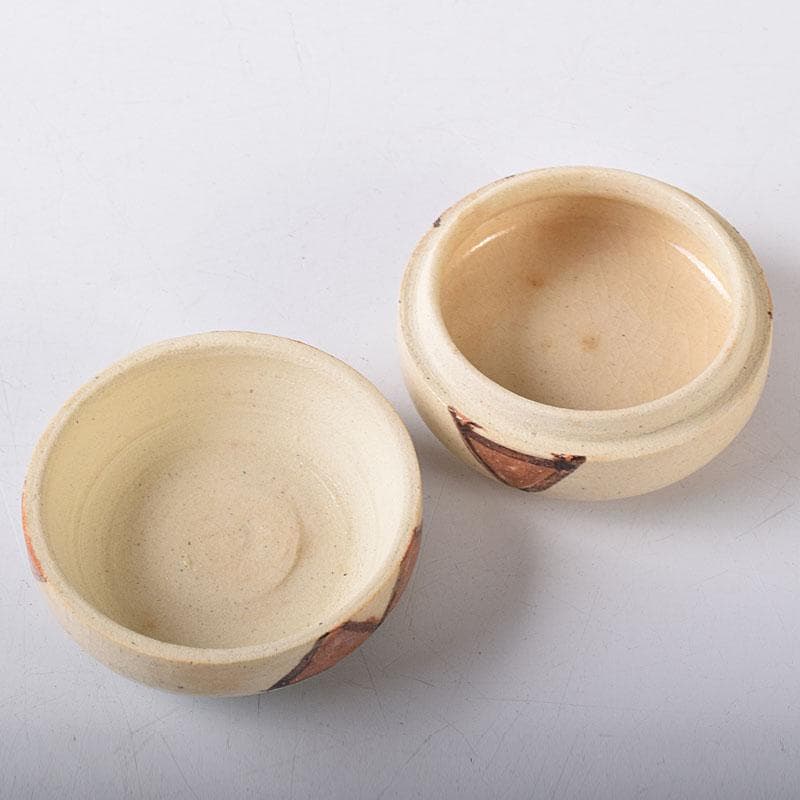 茶道具　不二窯 佐藤和子作　織部　香合　共箱　C　7800