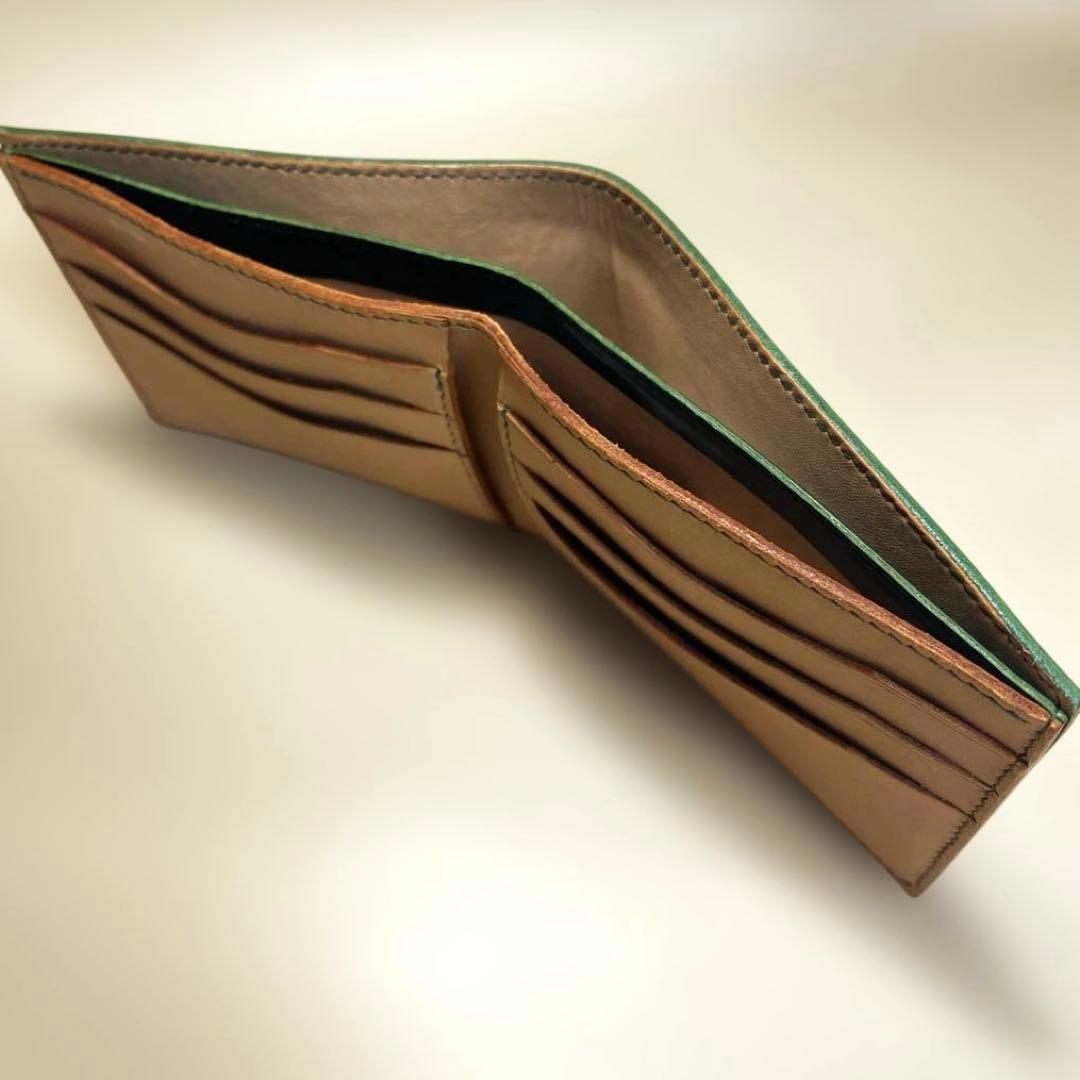 しもん様オーダー品　二つ折り財布　ブライドルレザー　ヌメ革　ハンドメイド