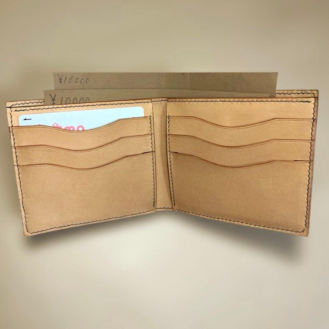 しもん様オーダー品　二つ折り財布　ブライドルレザー　ヌメ革　ハンドメイド