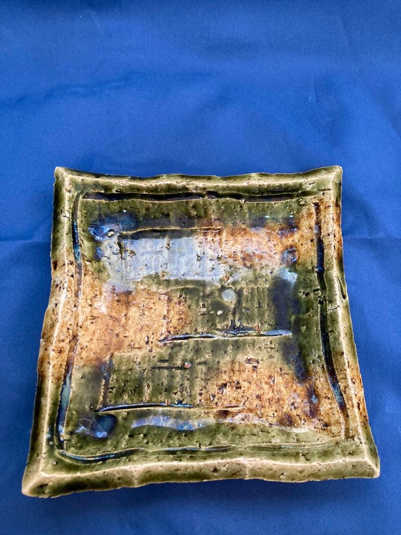 織部四方板皿　加藤作助作　5枚組