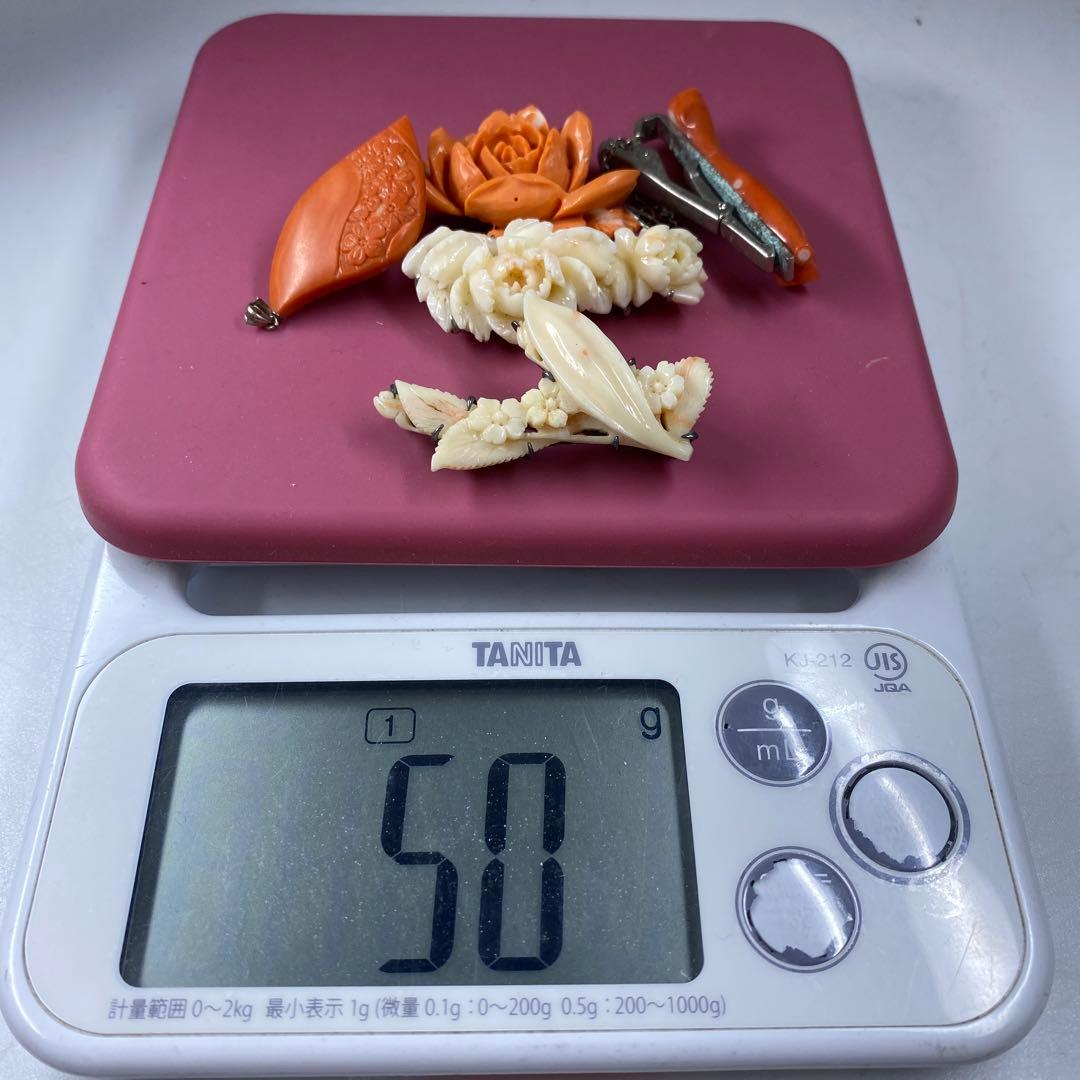 本赤珊瑚　ブローチ　帯留　50g トヒチ 東な7-0215☆2F