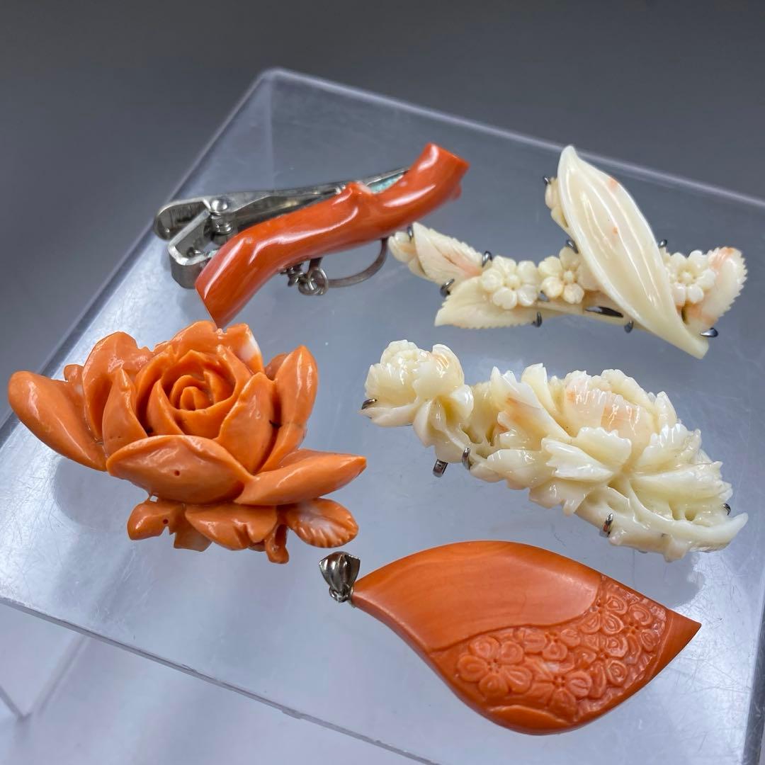 本赤珊瑚　ブローチ　帯留　50g トヒチ 東な7-0215☆2F