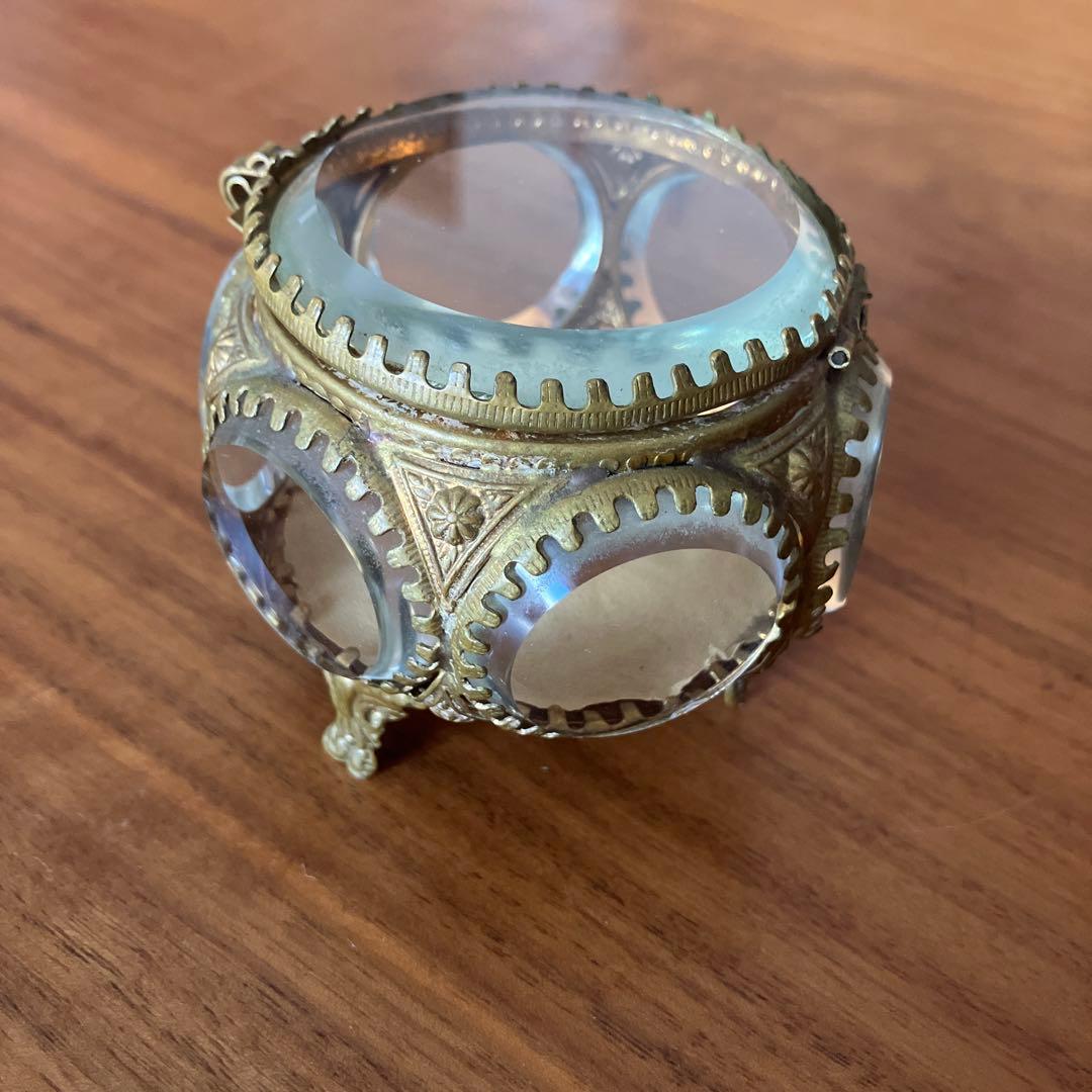 希少フランス蚤の市アンティークガラスジュエリーボックス宝石箱オルモル