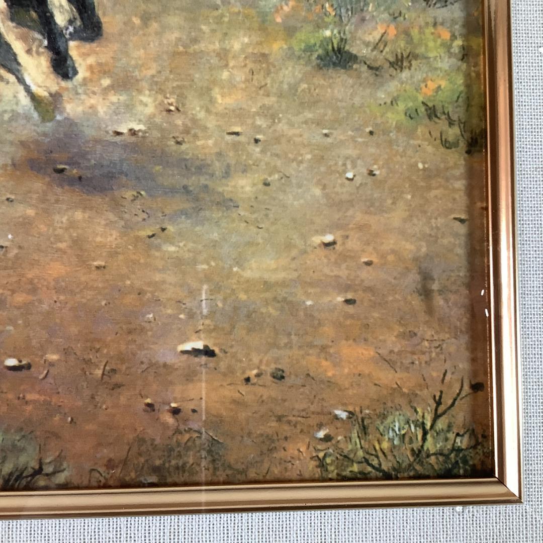 アルボー作 荒野の群馬 絵画 額装 約8号相当 金色装飾額縁付き