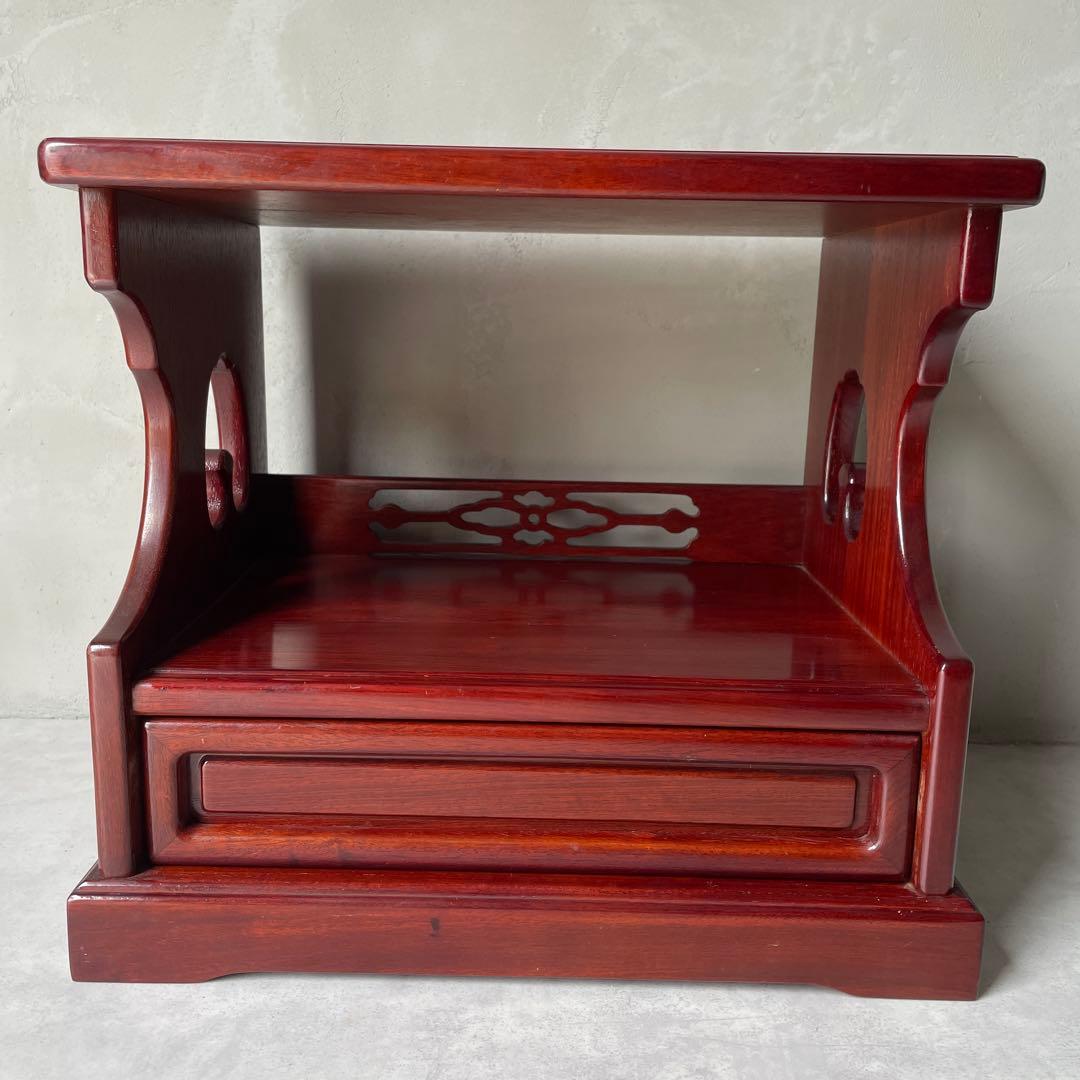 カリモク 唐木家具 和風 電話台 抽斗 引き出し付き サイドボード　小型チェスト