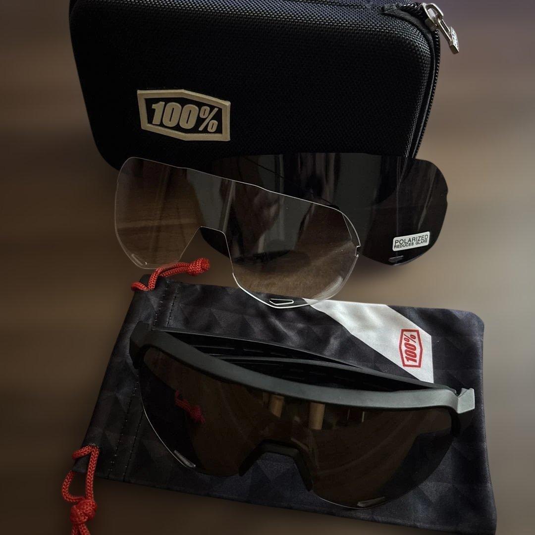 100％ S2スポーツサングラス マットブラックソフトゴールド