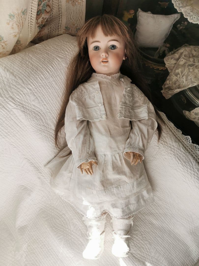 アンティークドイツ シモン＆ハルビックビスクドール 美少女人形コットンドレス靴付