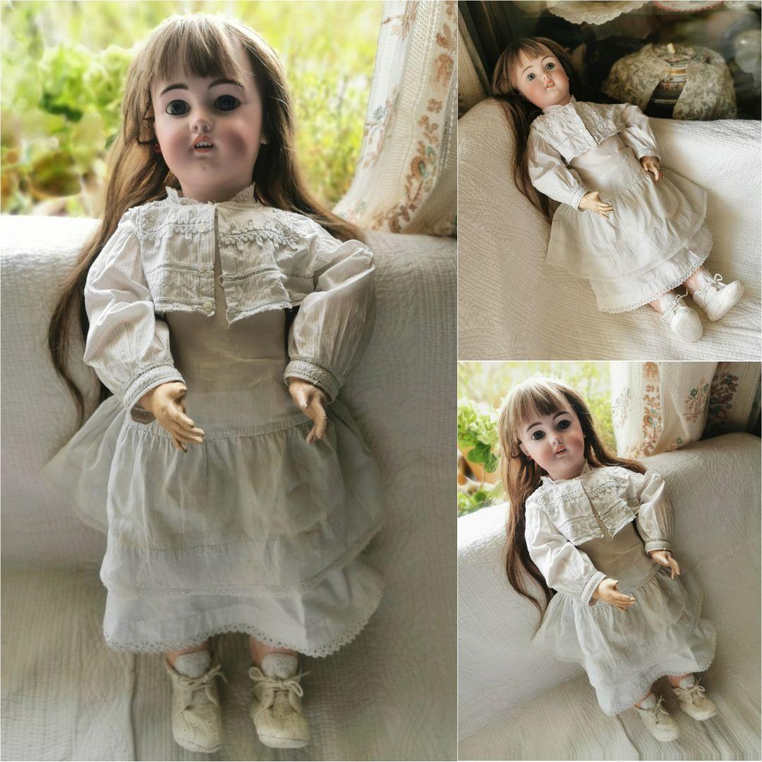 アンティークドイツ シモン＆ハルビックビスクドール 美少女人形コットンドレス靴付